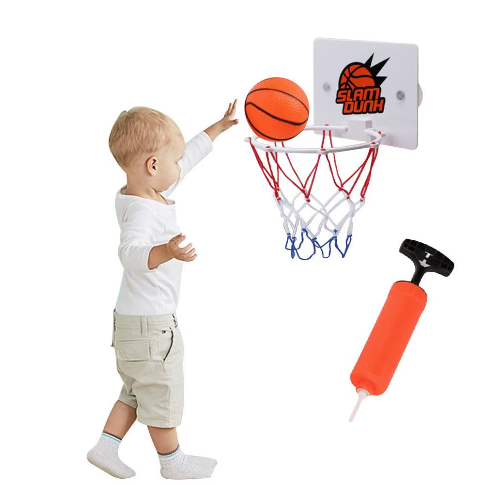 Children Indoor Hanging Basketball Stand Mobile Shooting Basketball Box Toy Hanging Basketball Hoop Basket Ball with Pump