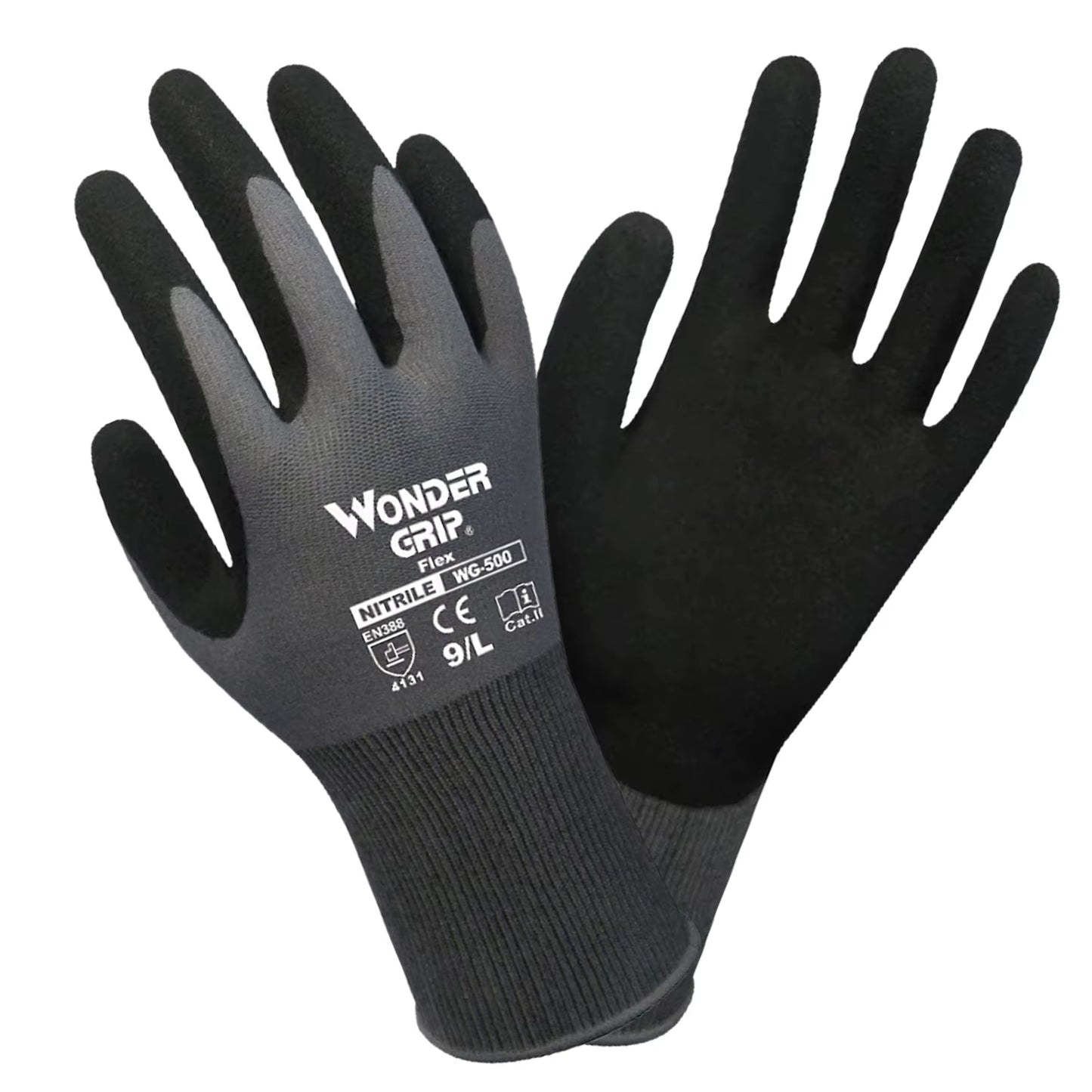 Wonder Grip Gloves EN388 Flexible Work Oil-Proof Nitrile Nylon Gloves S/M/L/XL