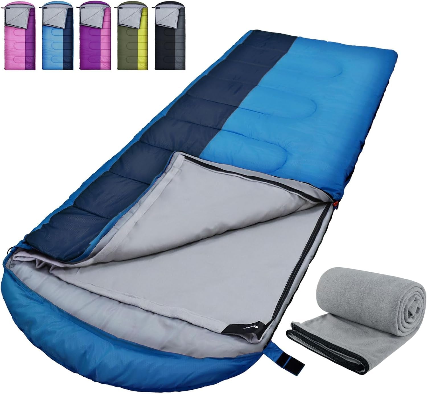 WKFAMOUT XL Schlafsack Outdoor Mit Fleecefutter Schlafsäcke Erwachsene Maschinenwaschbar Winter Deckenschlafsack Mit Kompressionssack Für 4 Jahreszeiten Camping Wandern